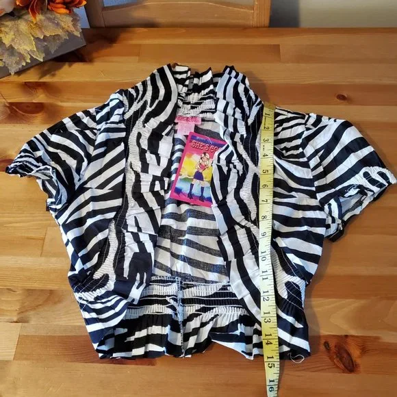 She's Cool - Women's Ruffle Short Sleeve Open Front Bolero Shrugs Zebra print - Picture 5 of 8